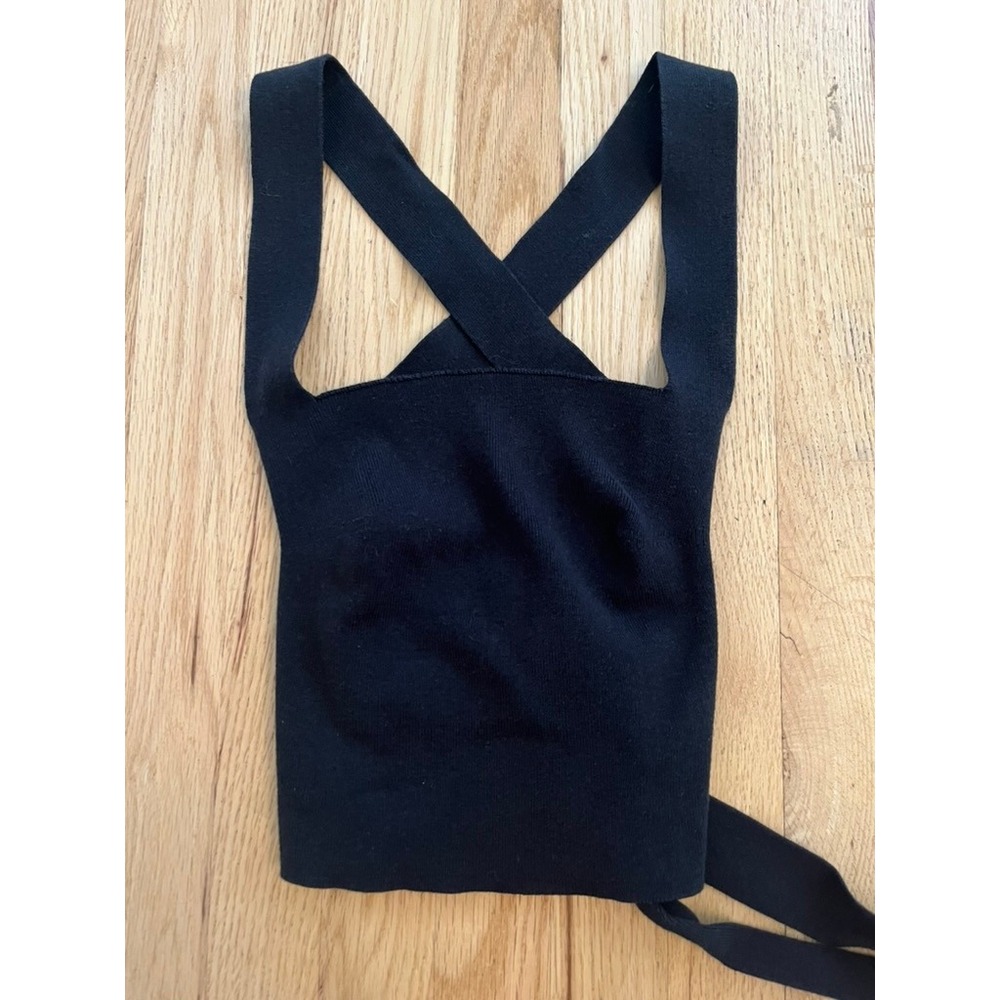 Intimately Free People Black Ribbed Knit Lace Up Back Crop Top XS